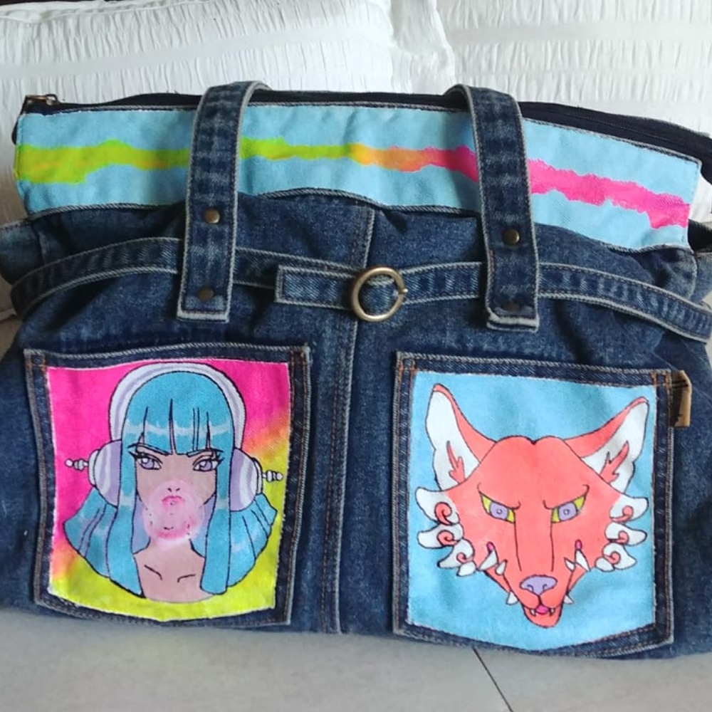 Neon street style custom-paint bag